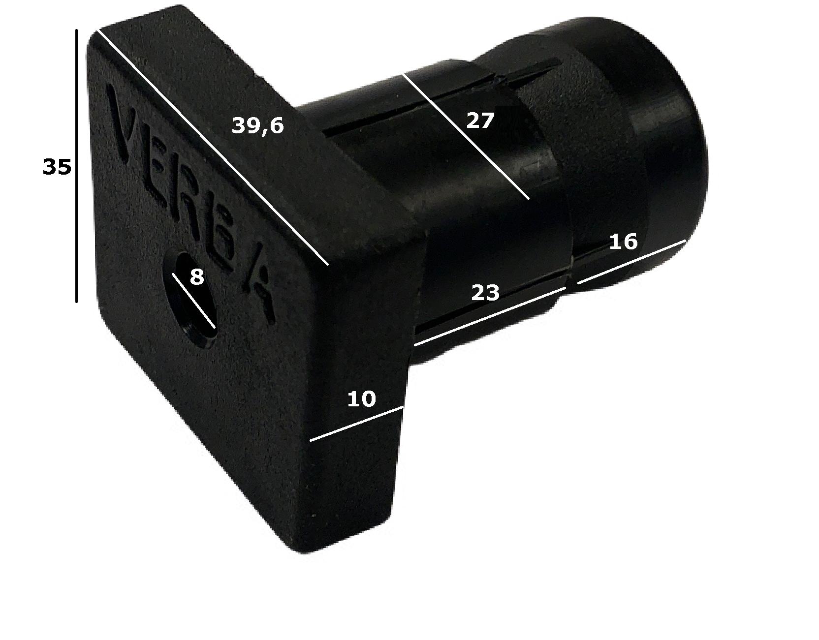 Pipe mounting plug with dimensions Dimensions of the tube mounting plug