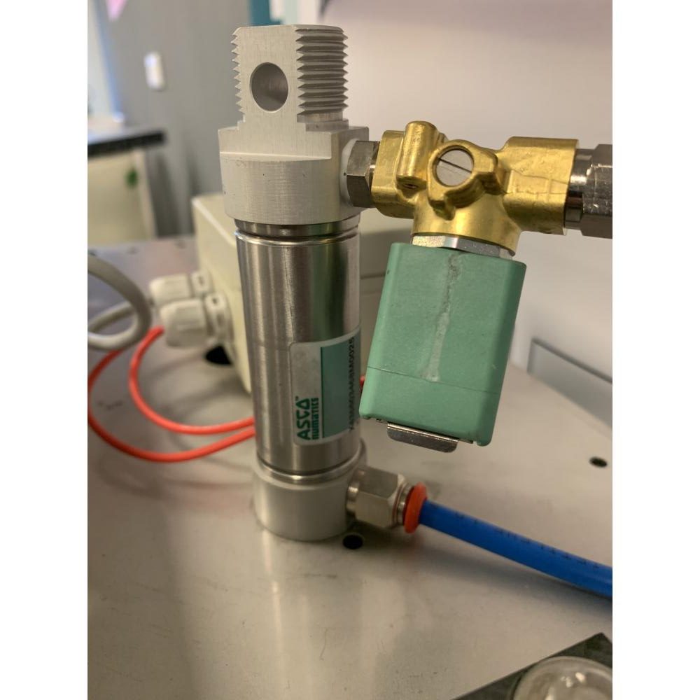 Short-stroke cylinder with valves Variomix 25mm stainless steel cylinder
