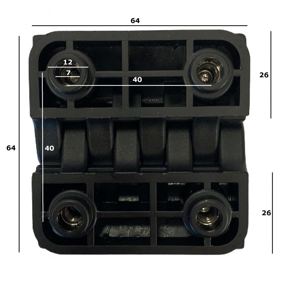 Plastic hinge 64x64 with dimensions Plastic hinge 64x64